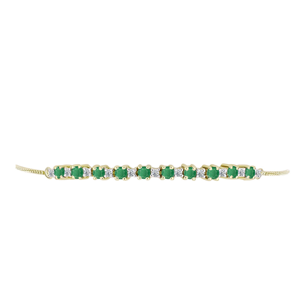 Goldplattiertes Silberarmband mit brasilianischem Smaragd und weißem Topas