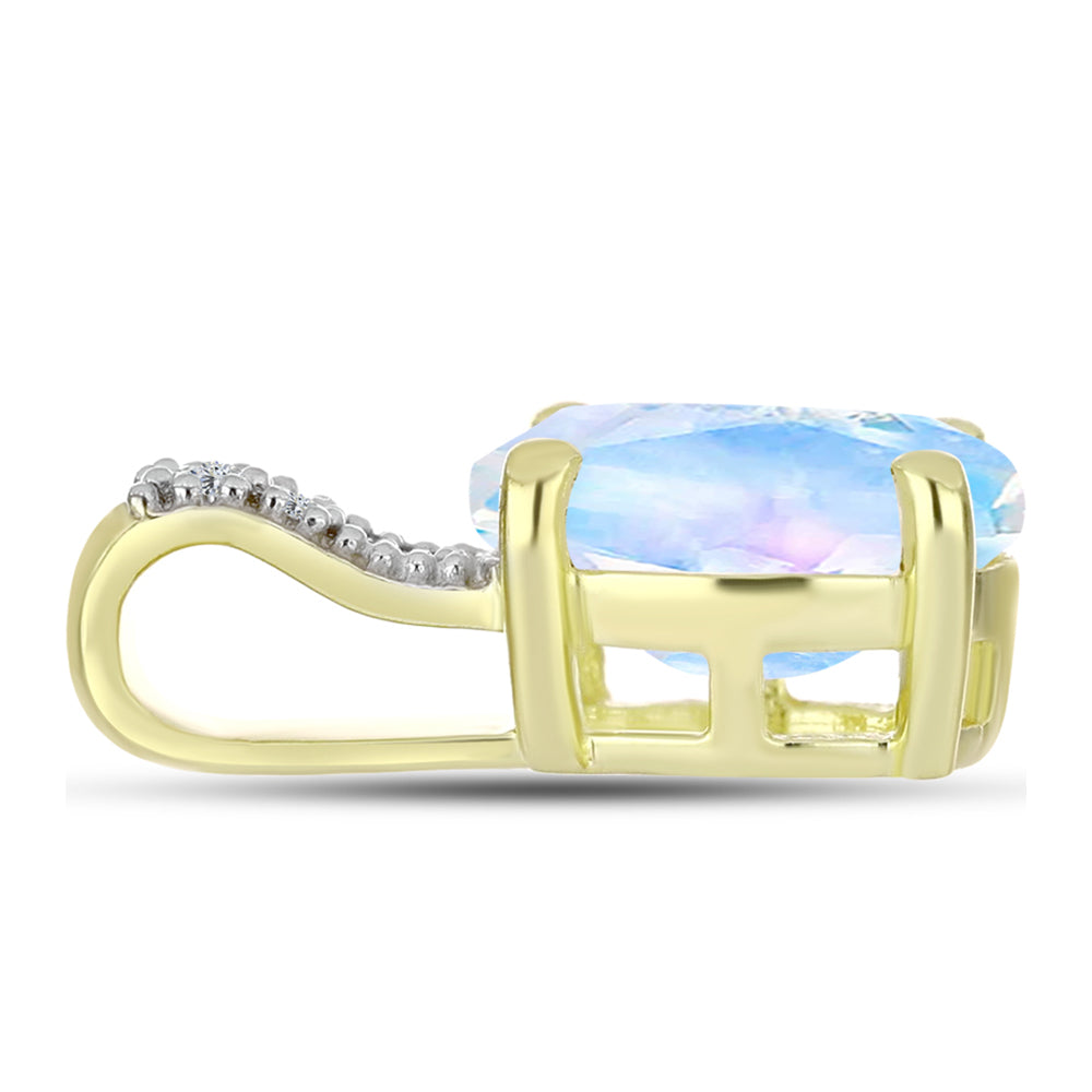 Goldplattierter Silberanhänger mit Regenbogenmondstein und weißem Topas