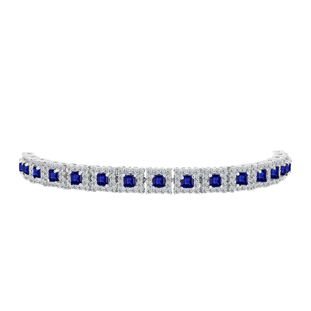 Silberarmband mit australischem blauem Saphir und weißem Topas