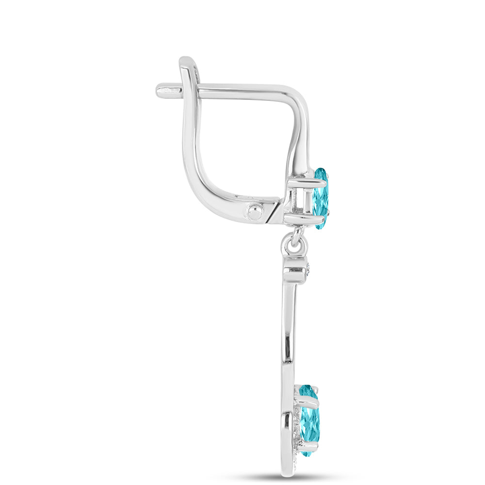 Silberohrringe mit Paraiba Quarz und weißem Topas