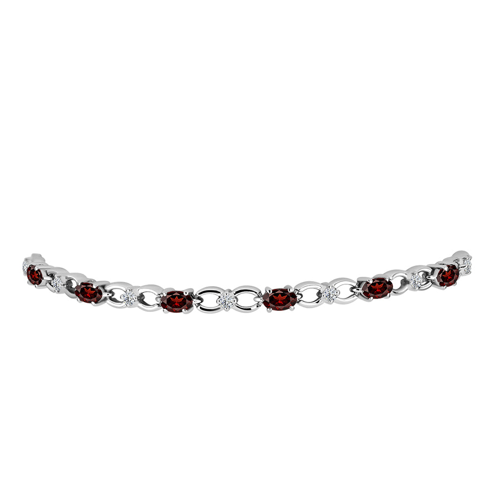 Silberarmband mit Barton Granat und weißem Topas