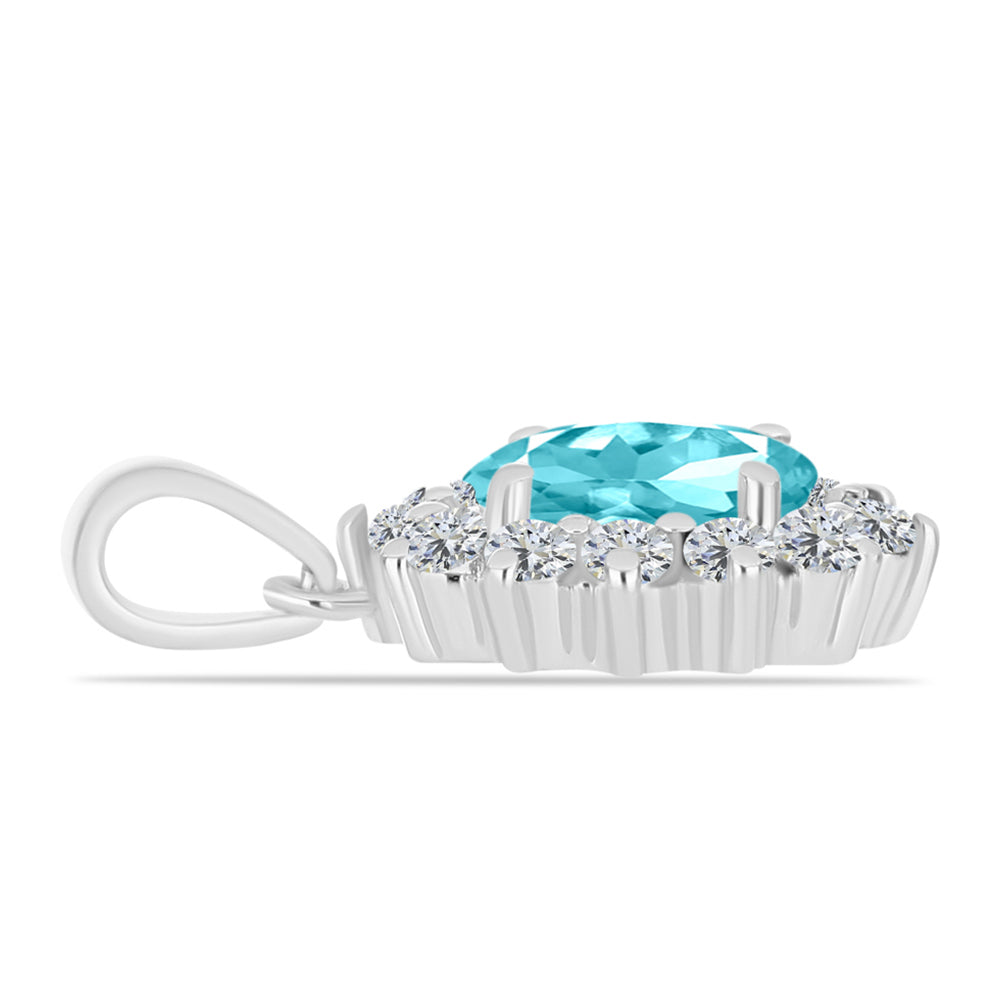 Silberanhänger mit Paraiba Quarz und weißem Topas