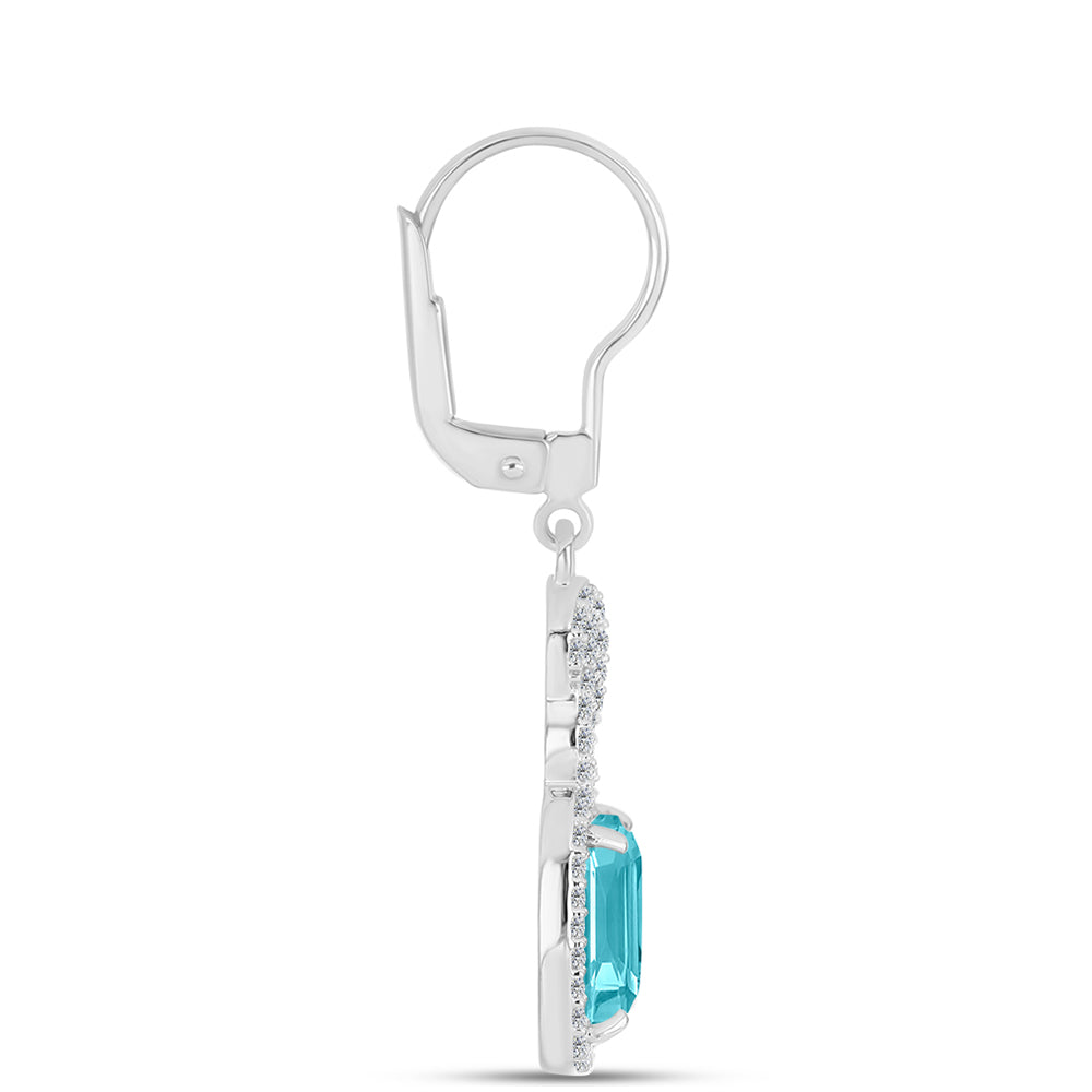 Silberohrringe mit Paraiba Quarz und weißem Topas