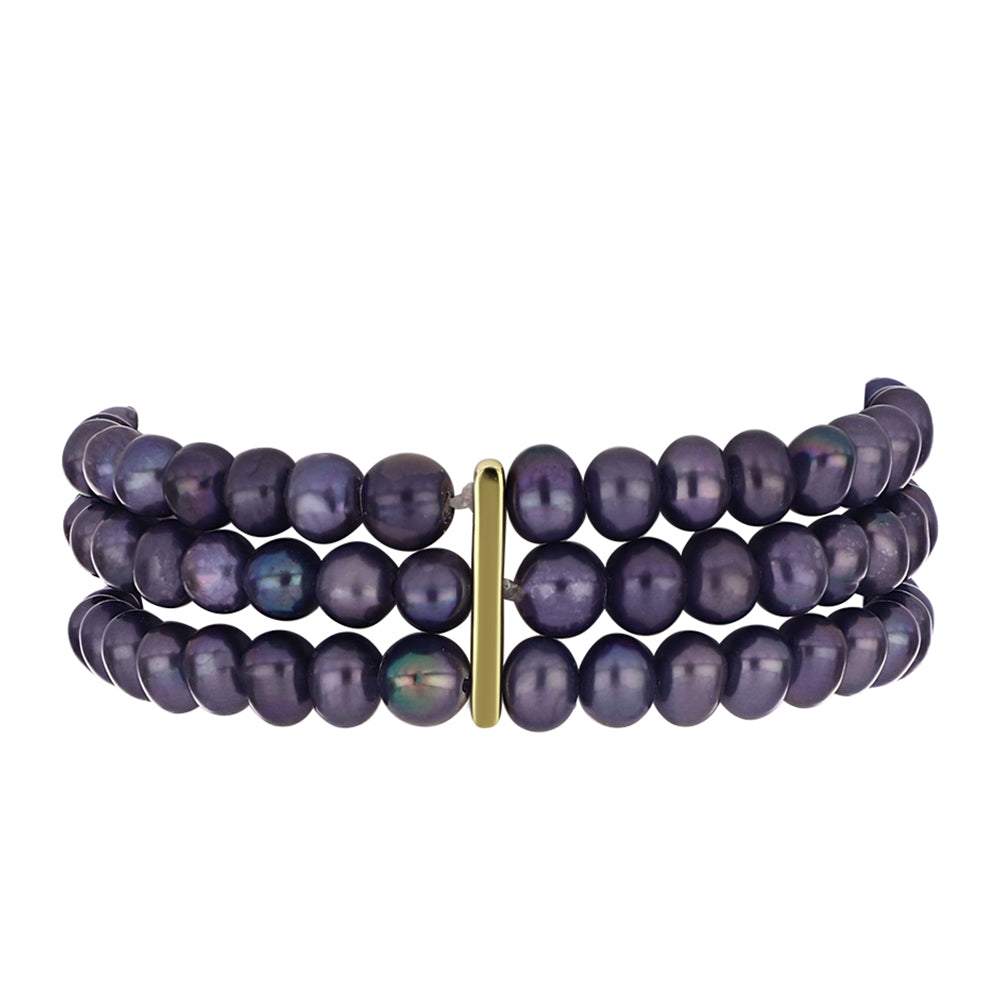 Goldplattiertes Silberarmband mit schwarzer Süßwasserzuchtperle