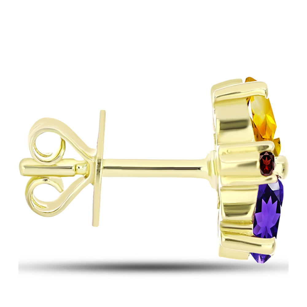Goldplattierte Silberohrringe mit Barton Granat und marokkanischem Amethyst
