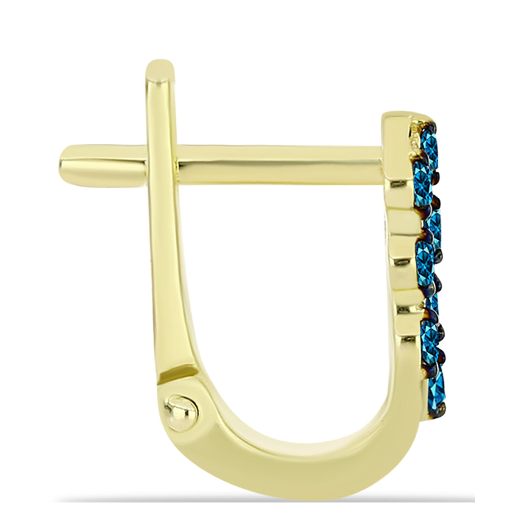 Goldplattierte Silberohrringe mit blauem Diamant