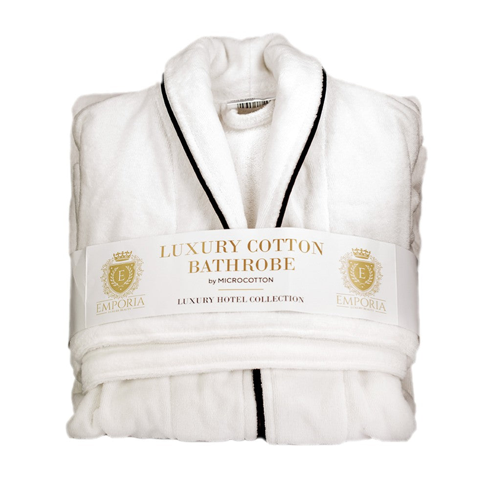 Microcotton (suede) Luxury Bathrobe, with black stitching, size: S-M