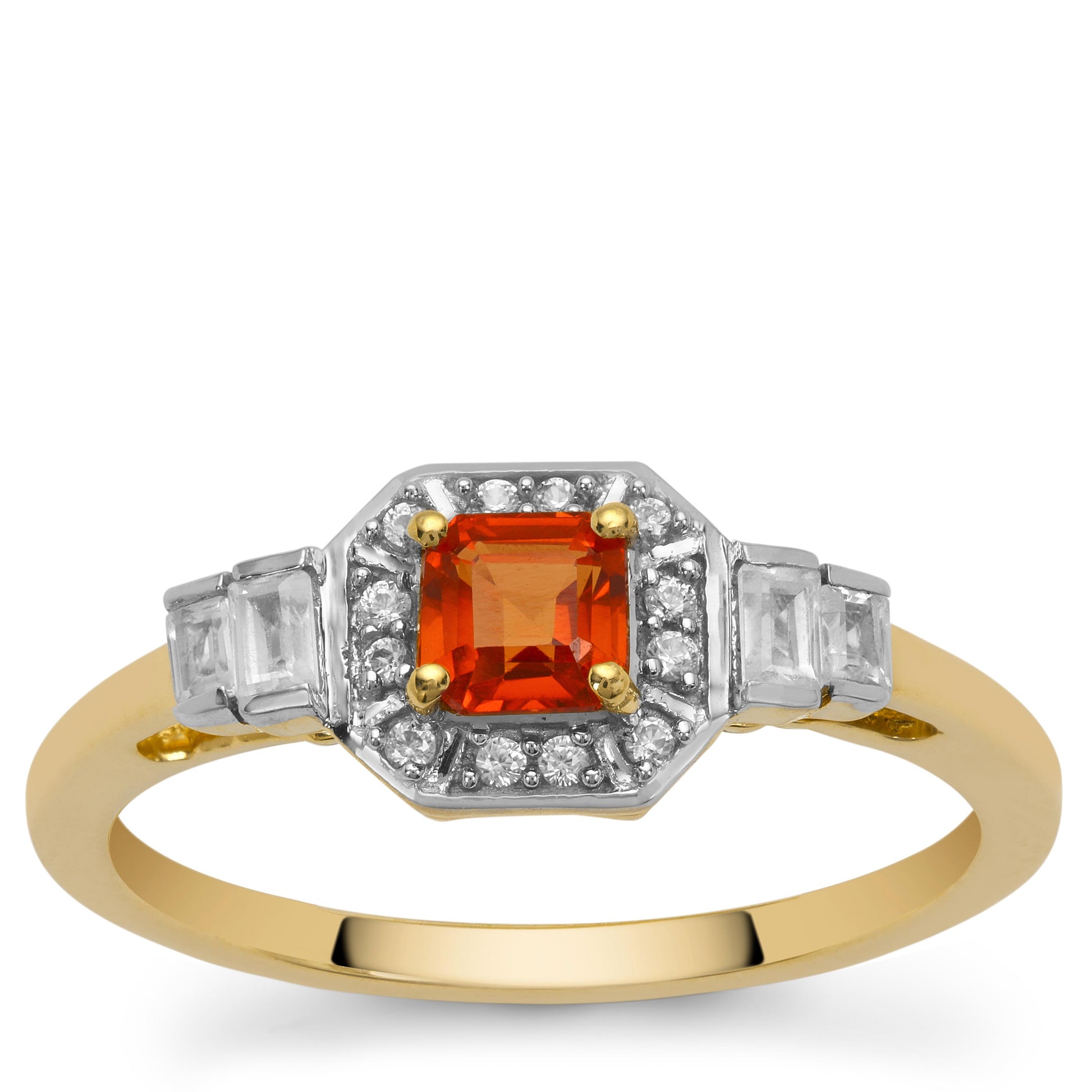Goldring mit rotem Saphir und weißem Zirkon 3