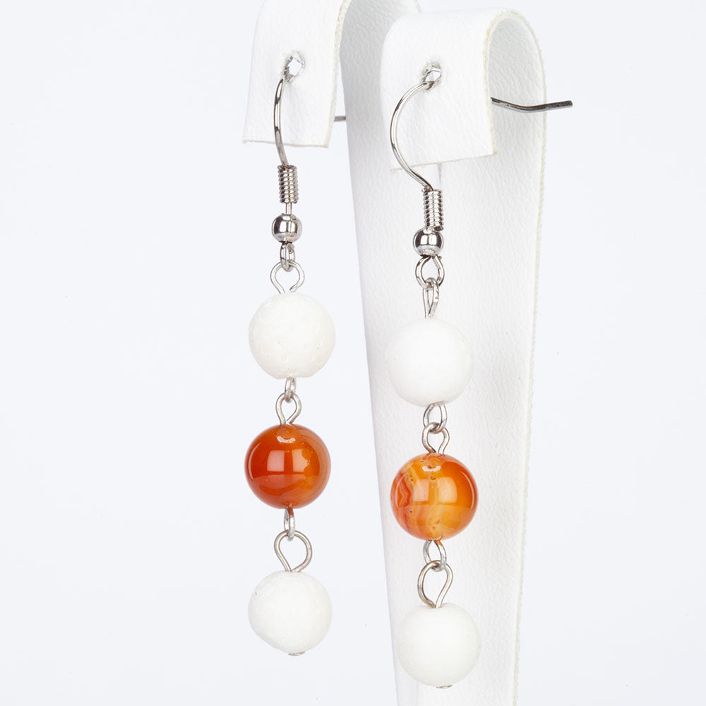 aus Legierung Ohrringe mit weiße Koralle und Karneol 2