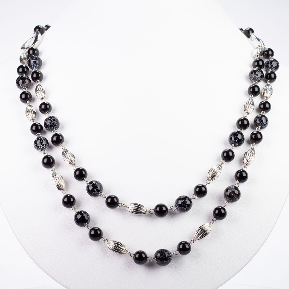Halskette aus goldplattierter Legierung mit schwarzem Onyx