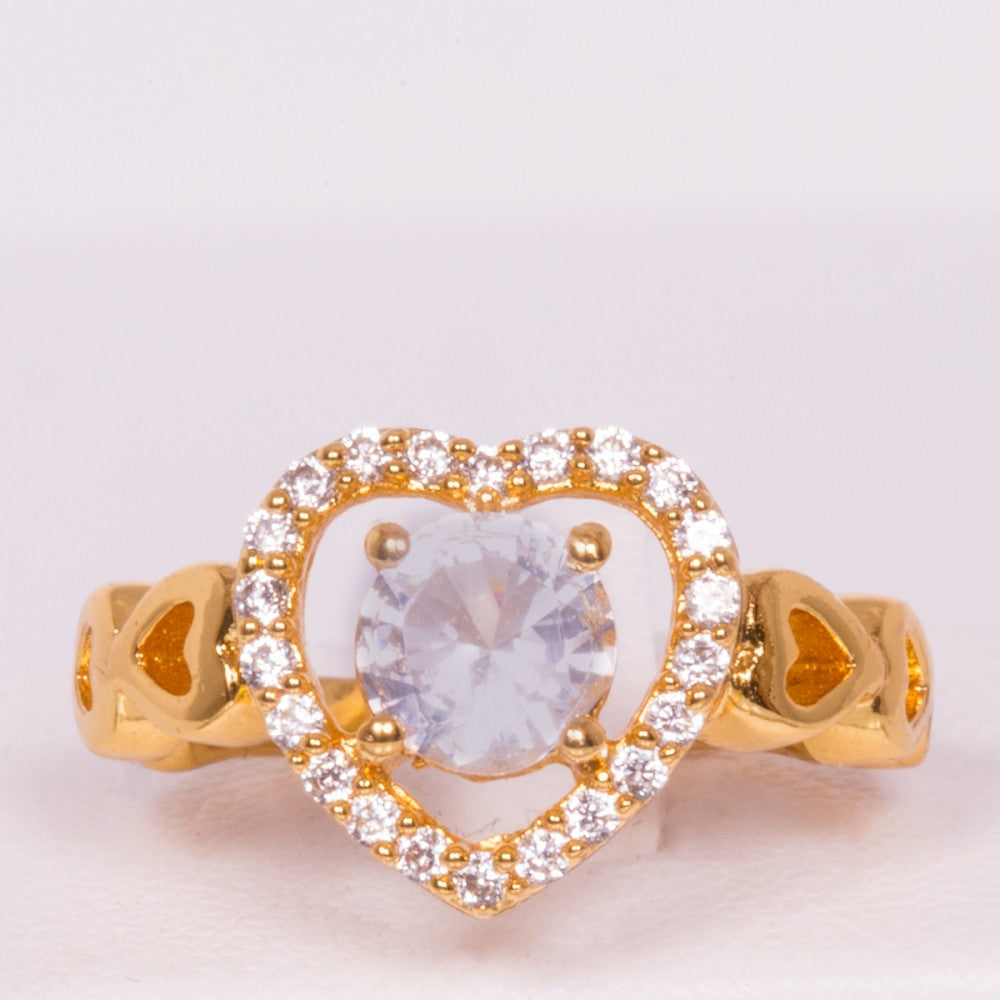 Ring aus goldplattierterr Legierung mit weißem Emporia® Kristall