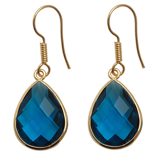 Ohrringe aus goldplattierter Legierung mit blauem Emporia®-Kristall