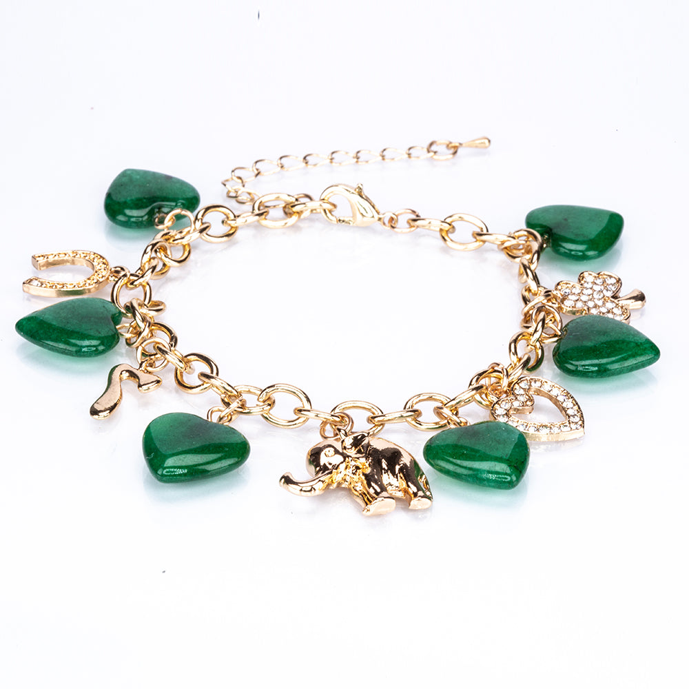 Armband aus goldplattiertesr Legierung mit Jade und weißem Emporia® Kristall 1