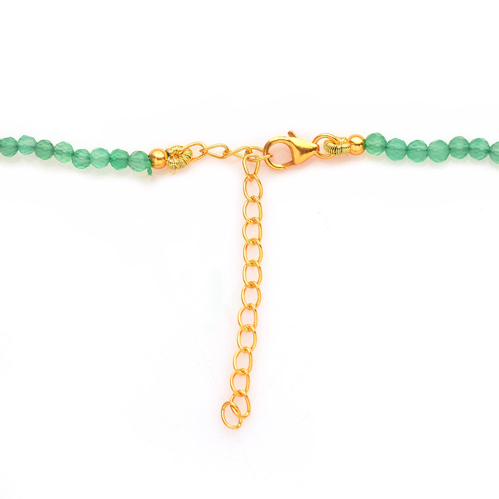 Goldplattierte Silberhalskette mit grünem Onyx