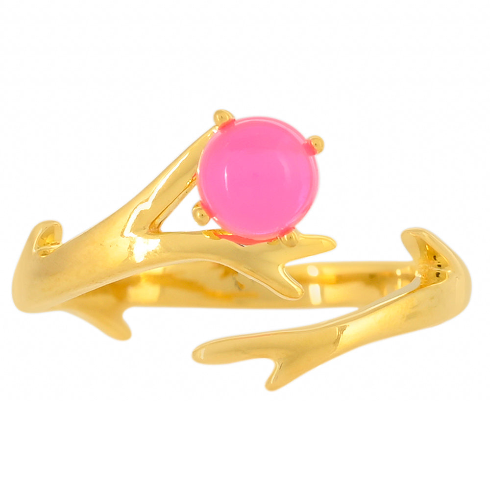 Goldplattierter Silberring mit äthiopischem neon pink Opal 1