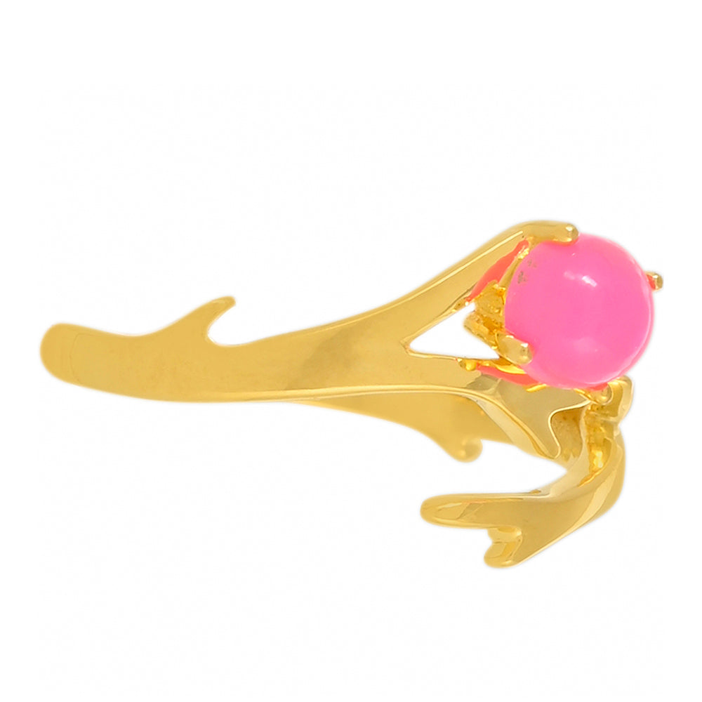 Goldplattierter Silberring mit äthiopischem neon pink Opal 2