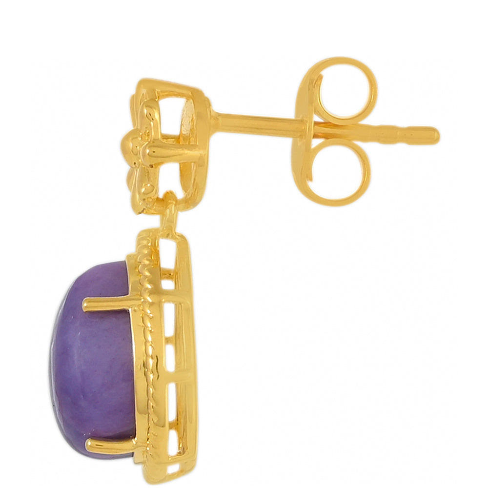 Goldplattierte Silberohrringe mit Charoit 2