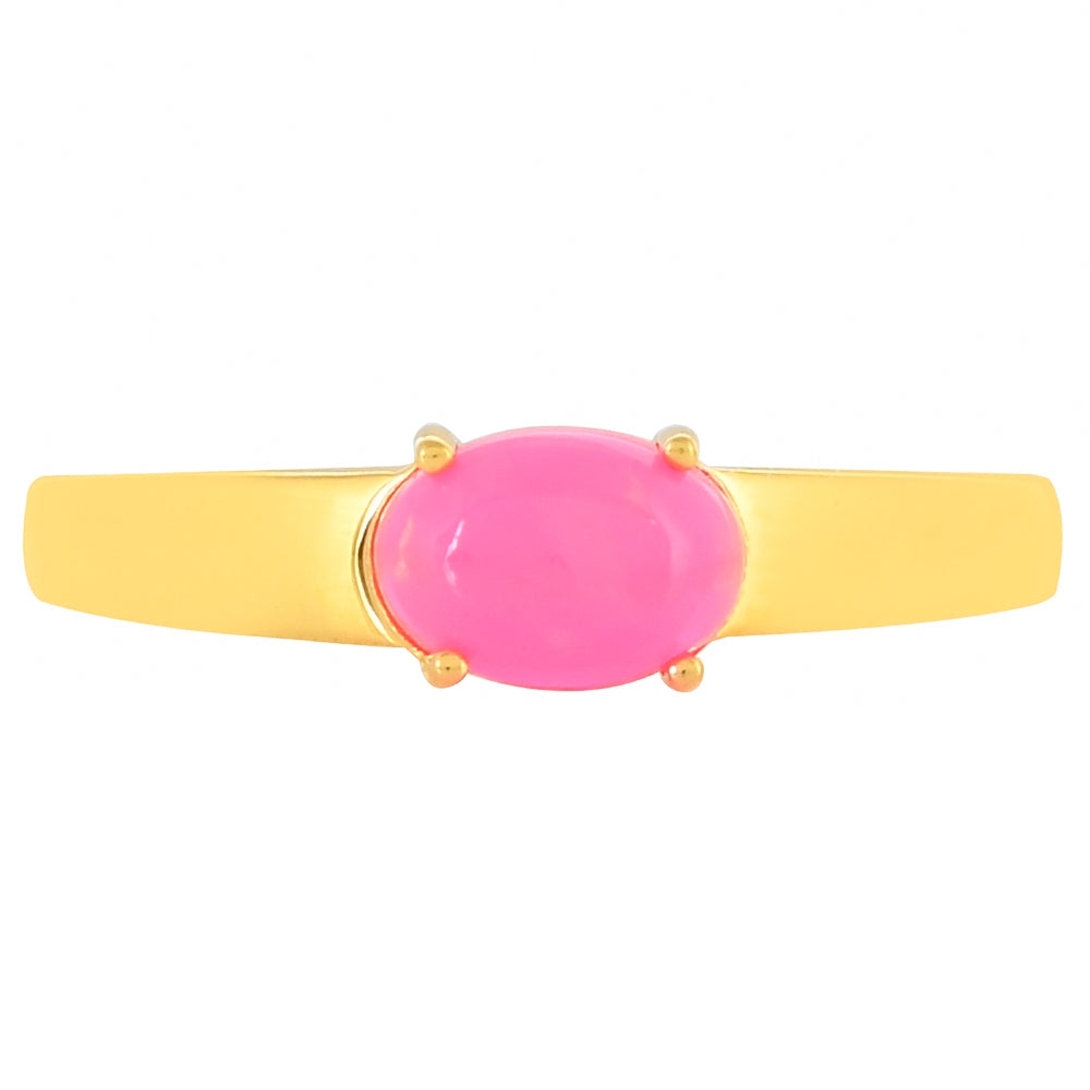 Goldplattierter Silberring mit äthiopischem neon pink Opal 1