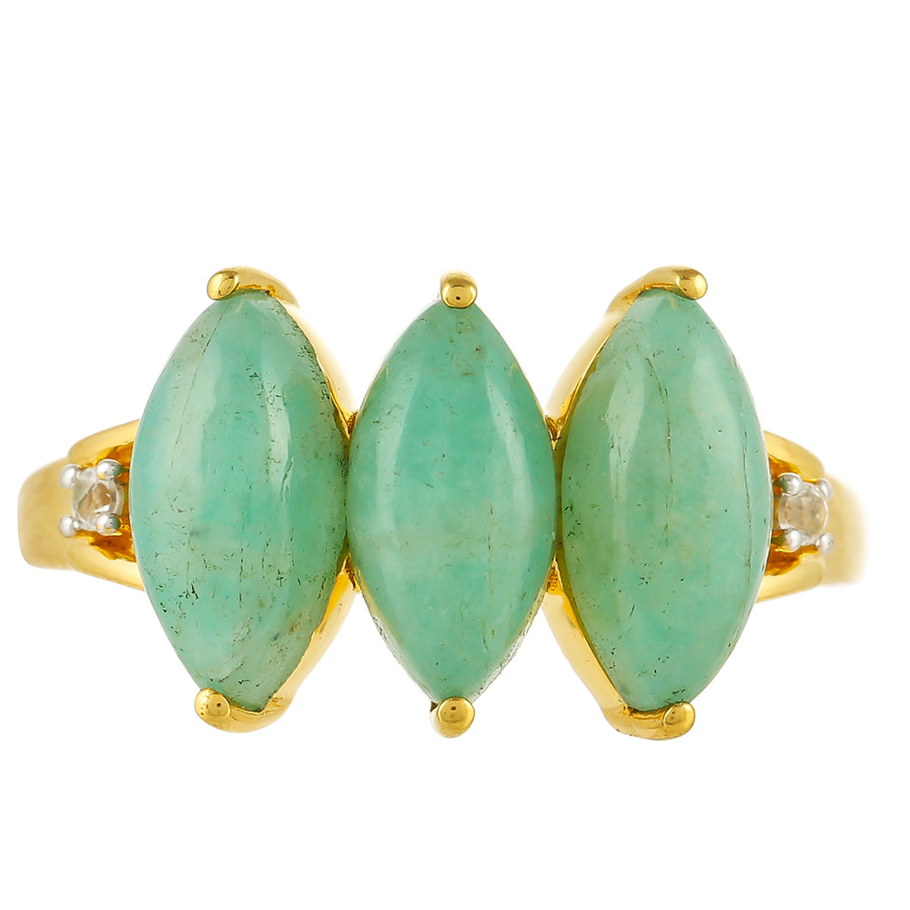 Goldplattierter Silberring mit Amazonit und weißem Topas 1