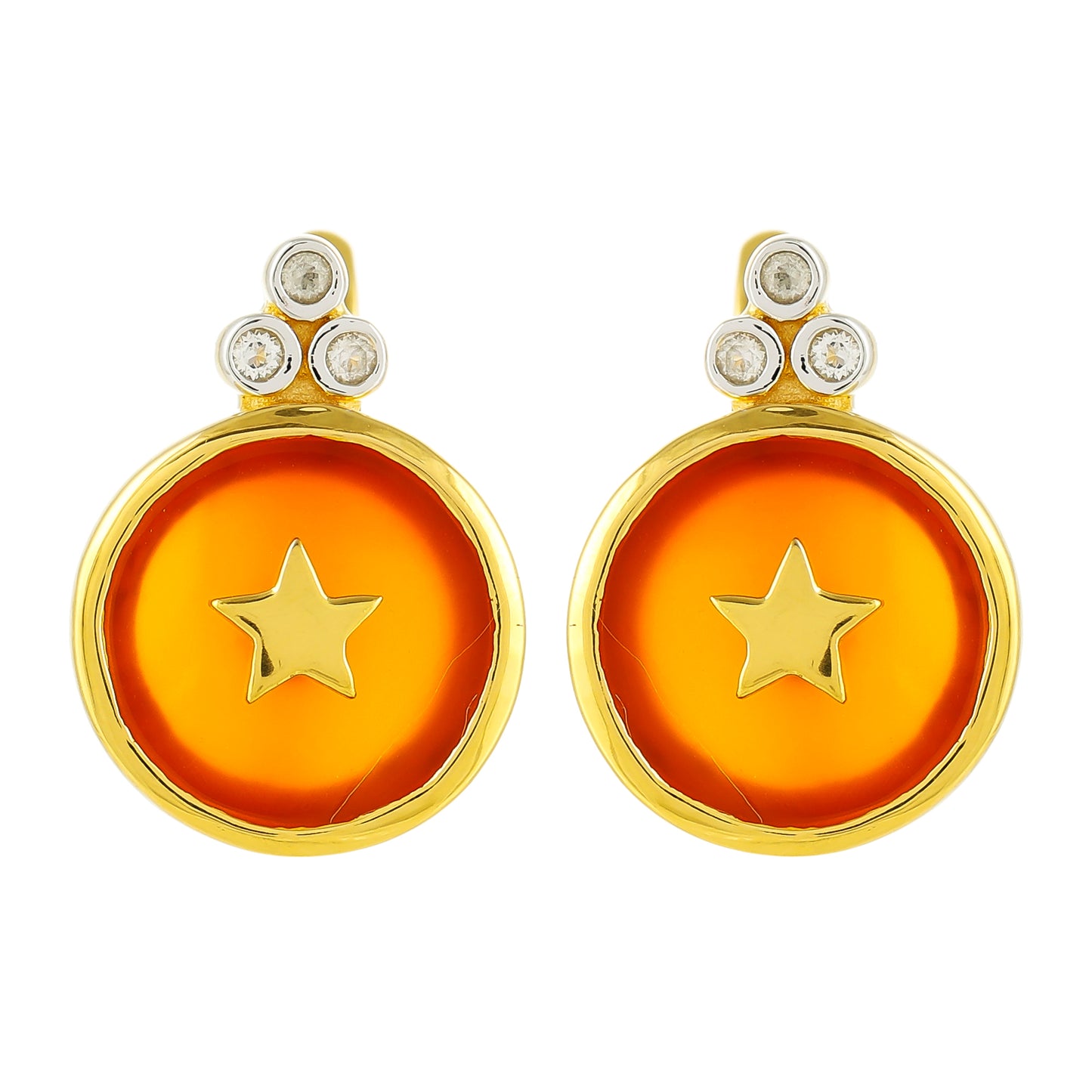 Goldplattierte Silberohrringe mit Karneol und weißem Topas