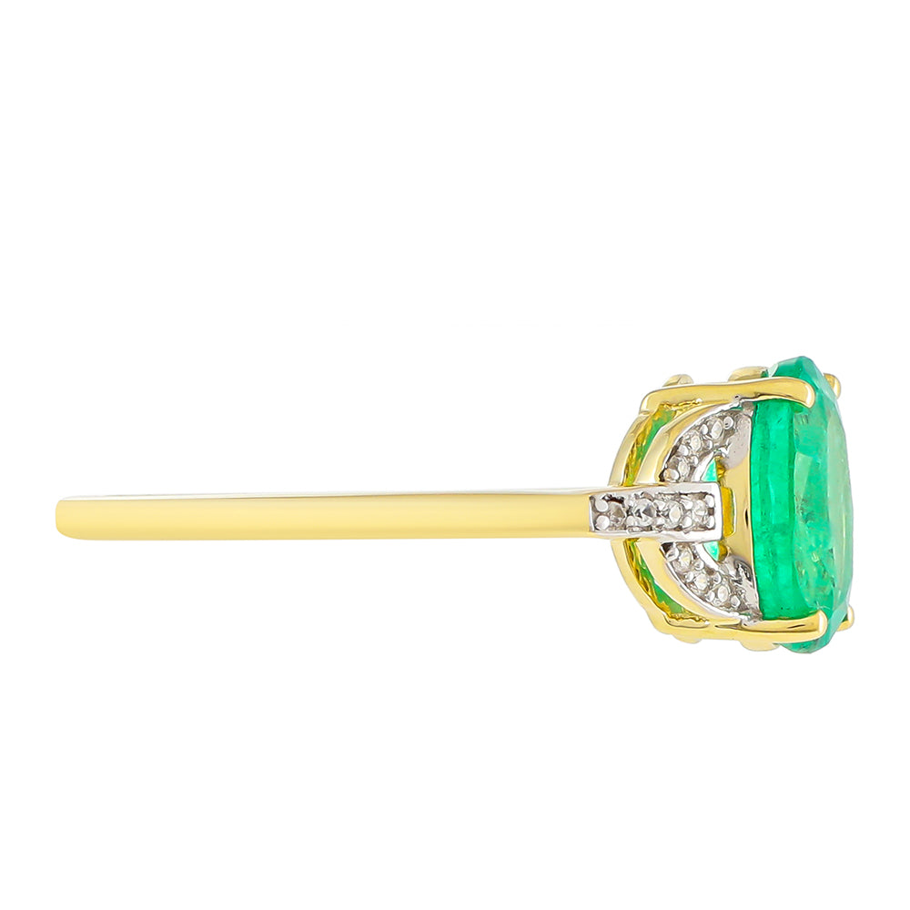 Goldring mit sambischem Smaragd und natürlichem Zirkon 2