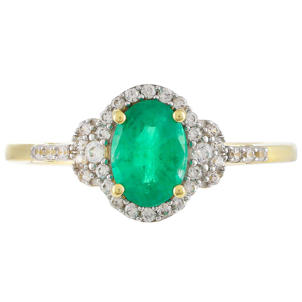 Goldring mit sambischem Smaragd und natürlichem Zirkon