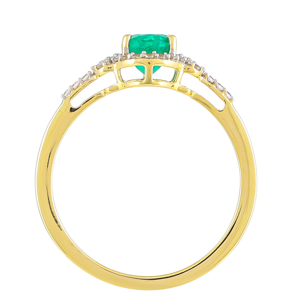Goldring mit sambischem Smaragd und natürlichem Zirkon