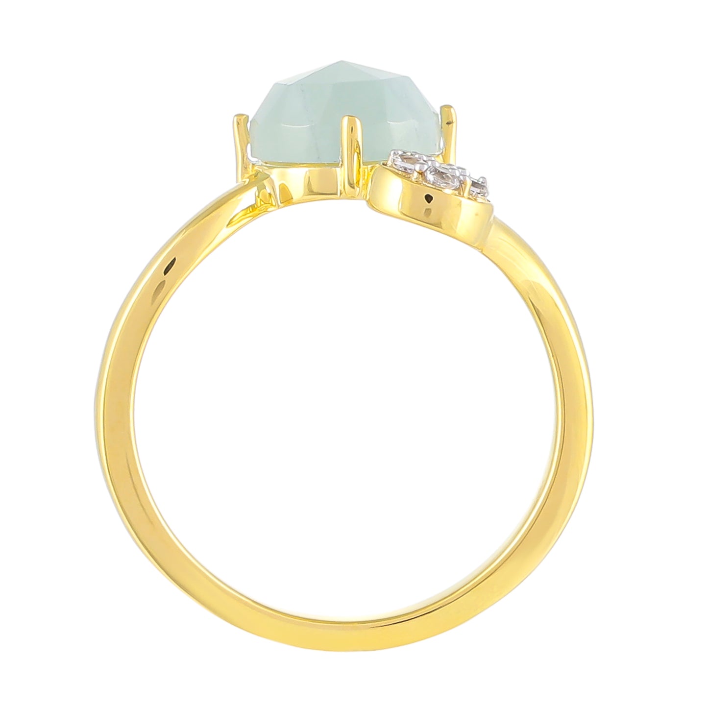 Goldplattierter Silberring mit Aquamarin und weißem Topas