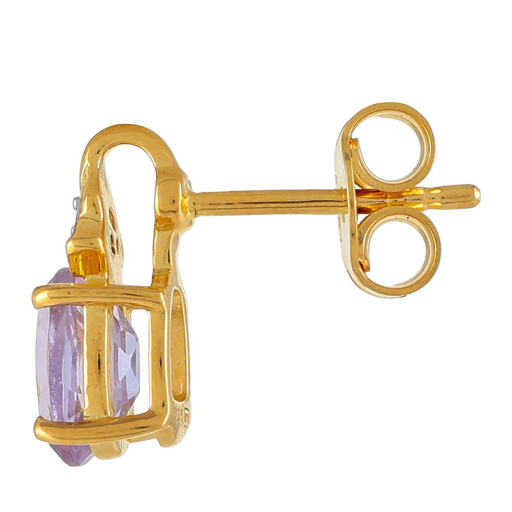 Goldplattierte Silberohrringe mit rosafarbenem Amethyst und natürlichem Zirkon 2