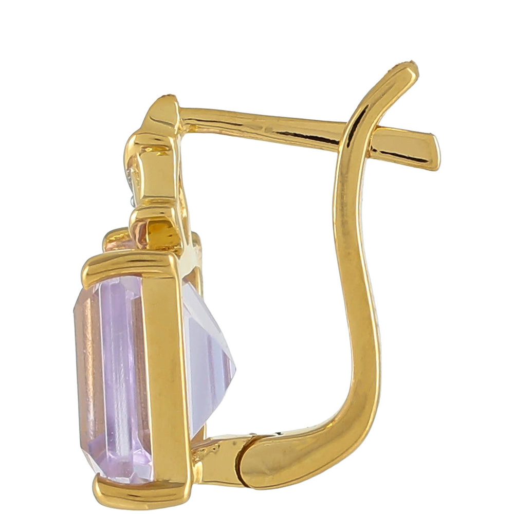 Goldplattierte Silberohrringe mit rosafarbenem Amethyst und natürlichem Zirkon 2
