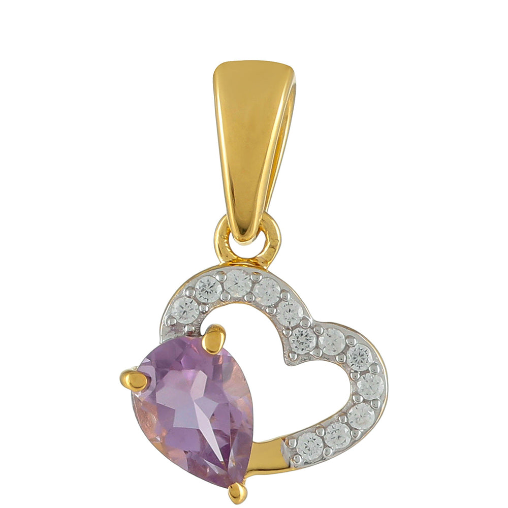 Goldplattierter Silberanhänger mit rosafarbenem Amethyst und natürlichem Zirkon 1
