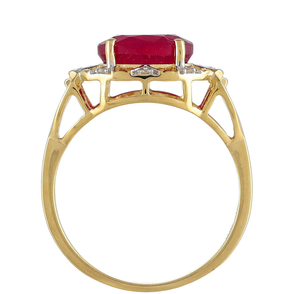 Goldring mit Thai Rubin und weißem Diamant