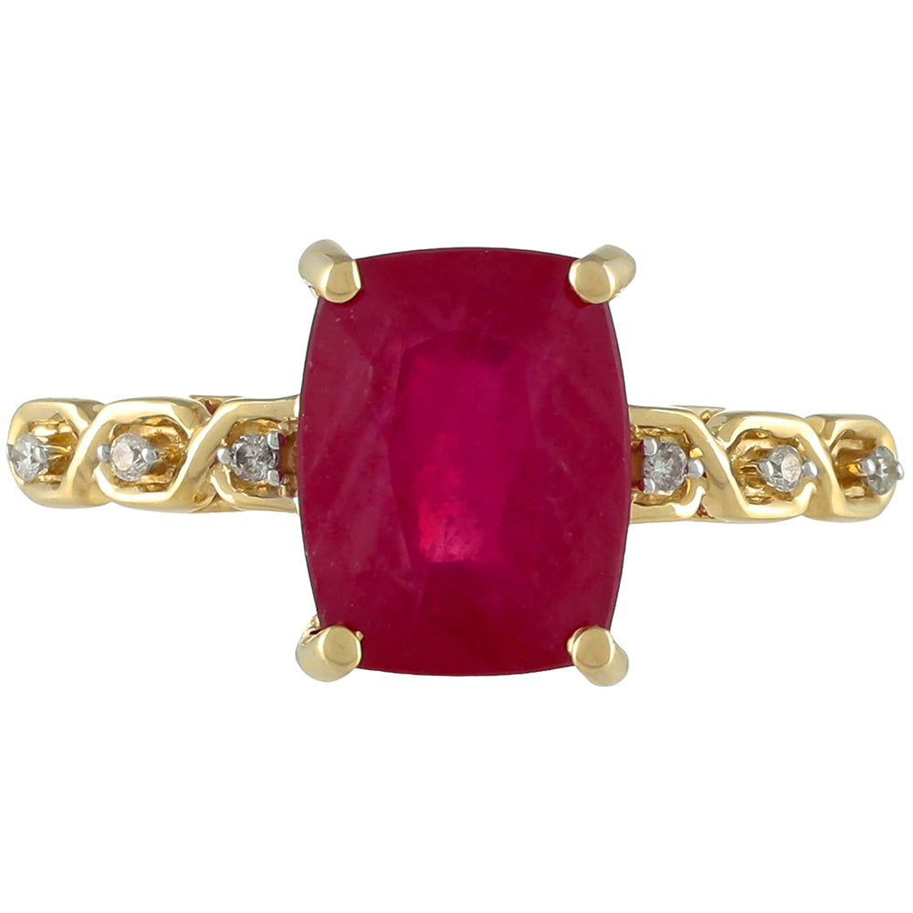 Goldring mit Thai Rubin und weißem Diamant