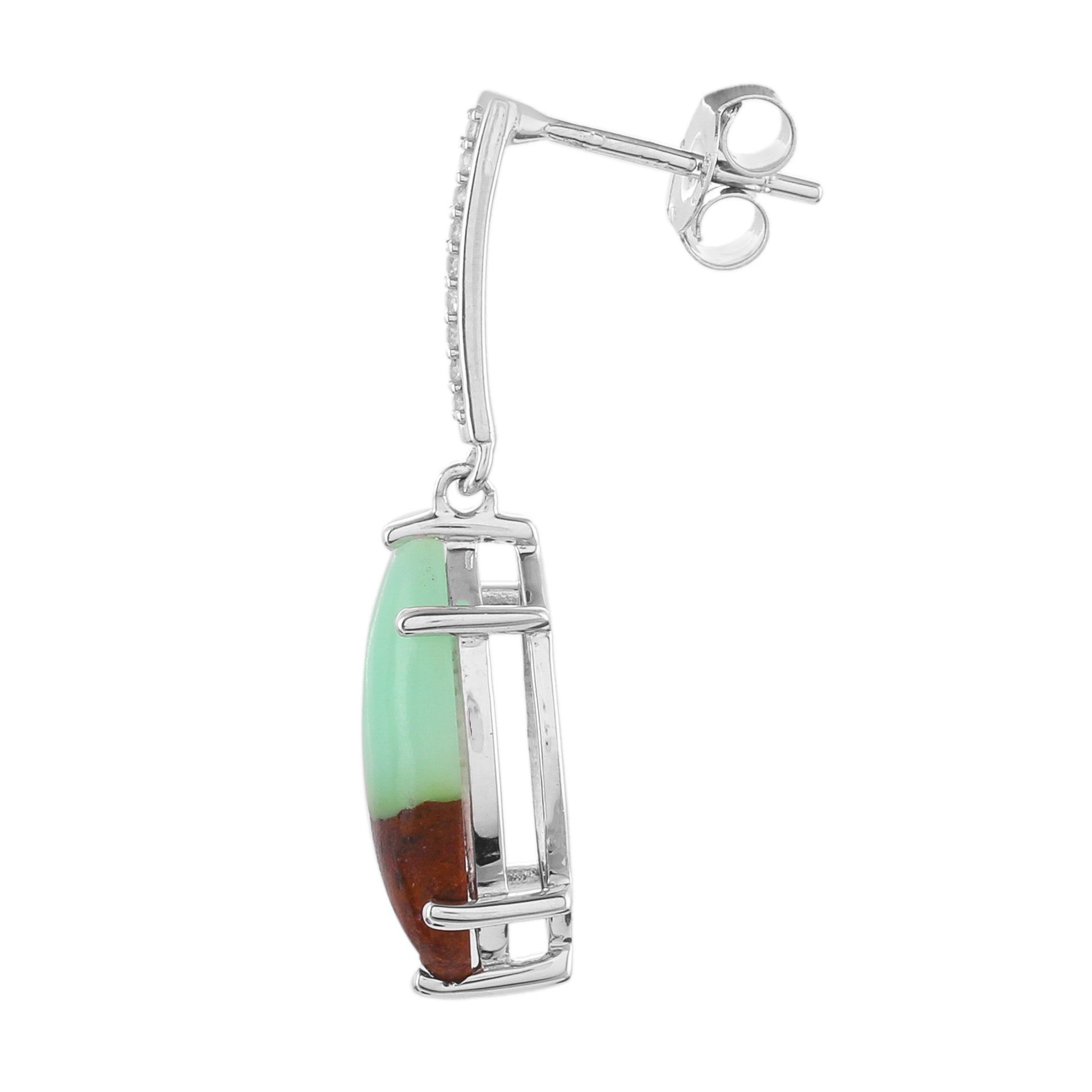 Silberohrringe mit Mint Chrysoprase und natürlichem Zirkon 2