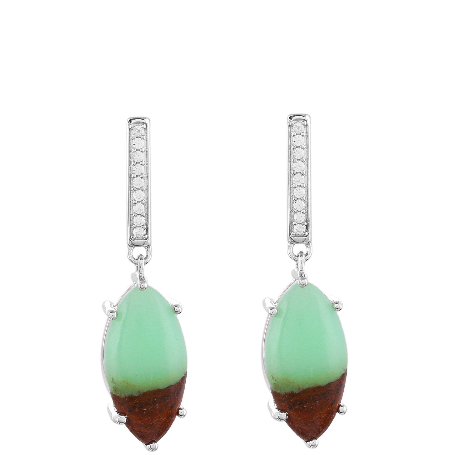 Silberohrringe mit Mint Chrysoprase und natürlichem Zirkon 1