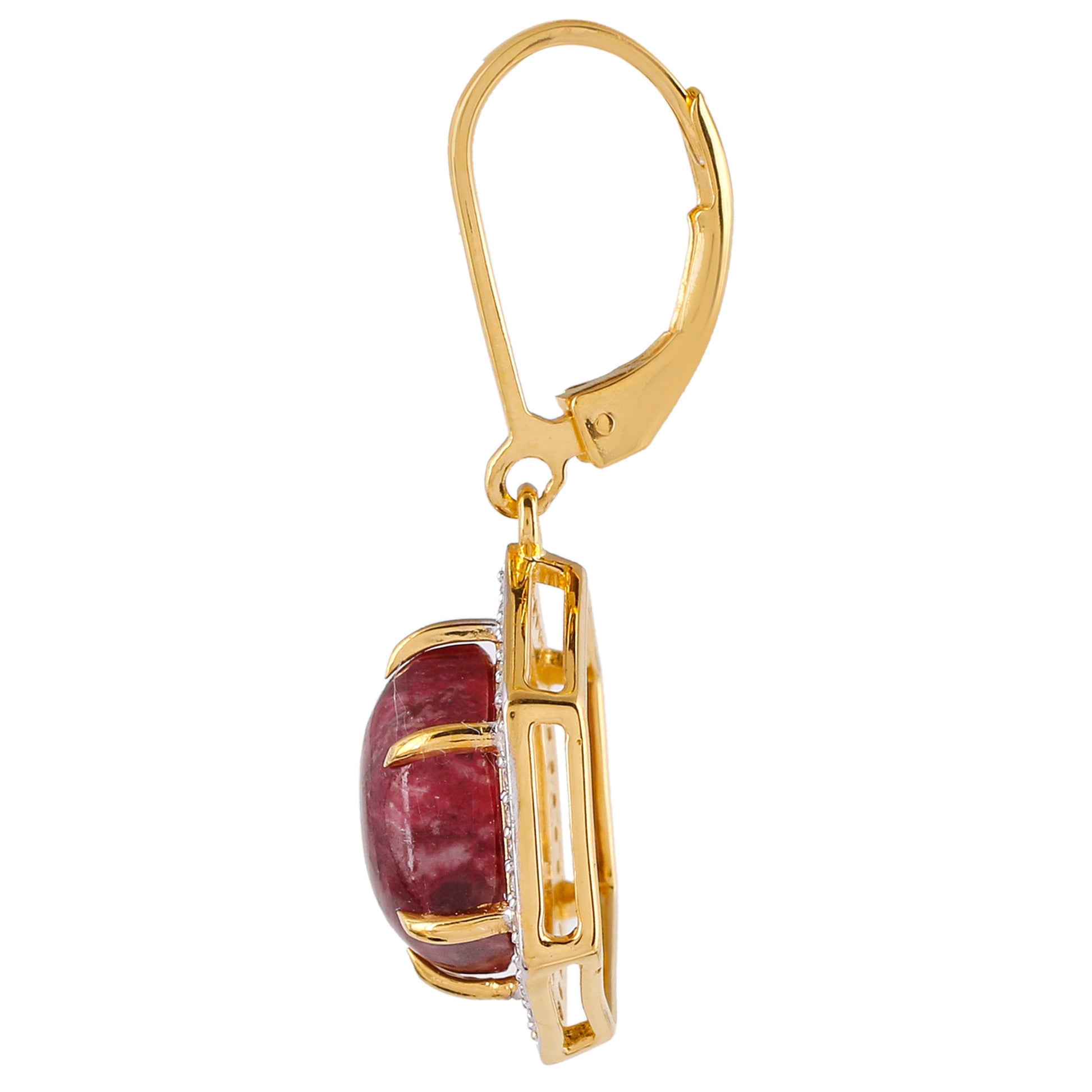 Goldplattierte Silberohrringe mit Thulit und natürlichem Zirkon 2