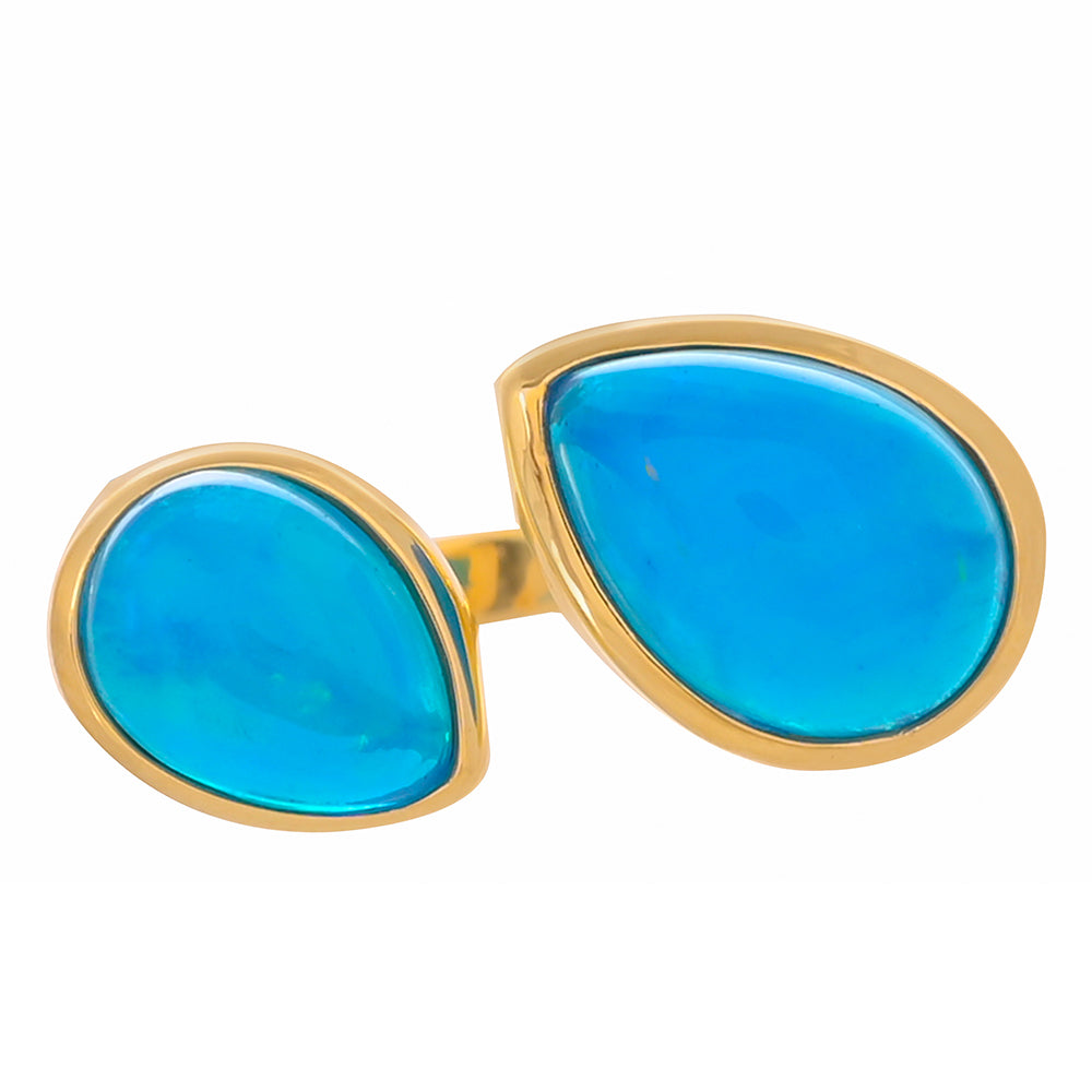 Goldplattierter Silberring mit blauem Opal aus Paraiba