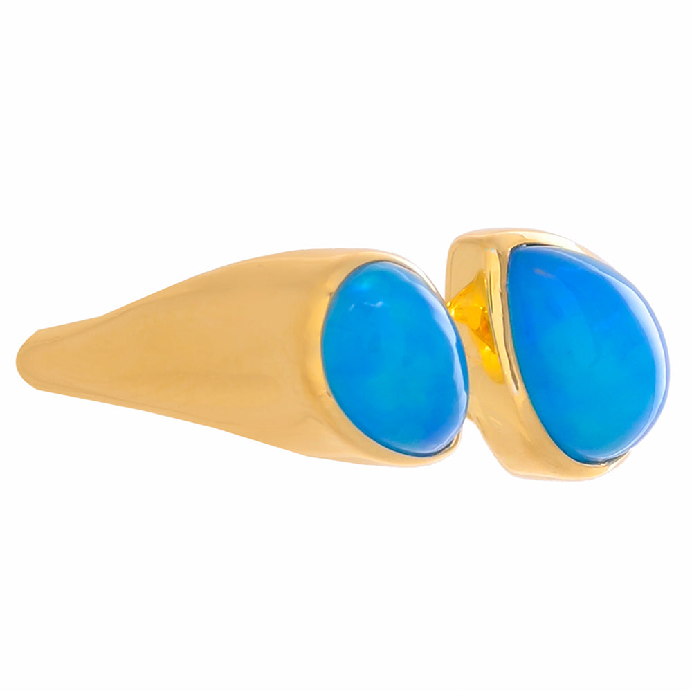 Goldplattierter Silberring mit blauem Opal aus Paraiba