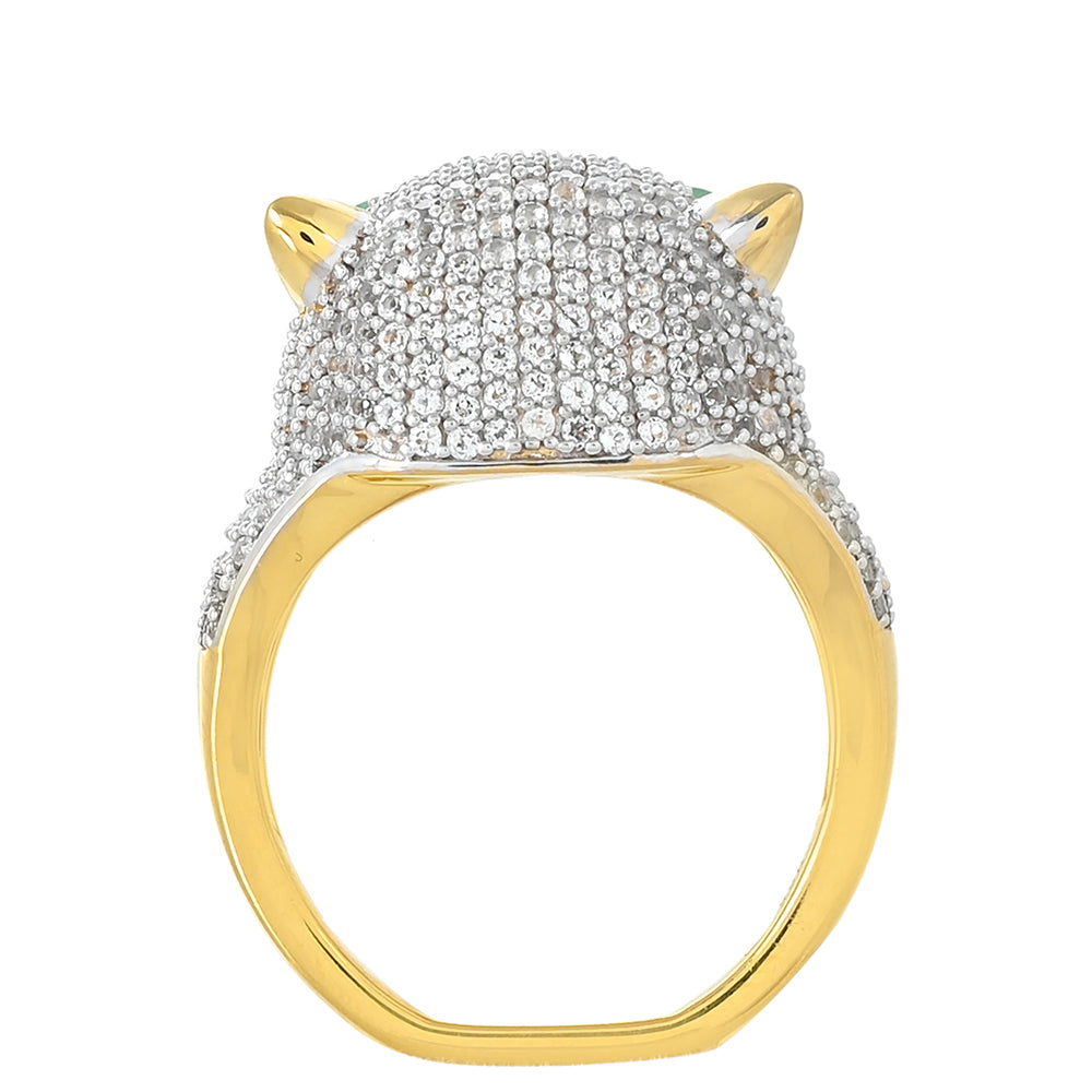 Goldplattierter Silberring mit brasilianischem Smaragd und weißem Topas