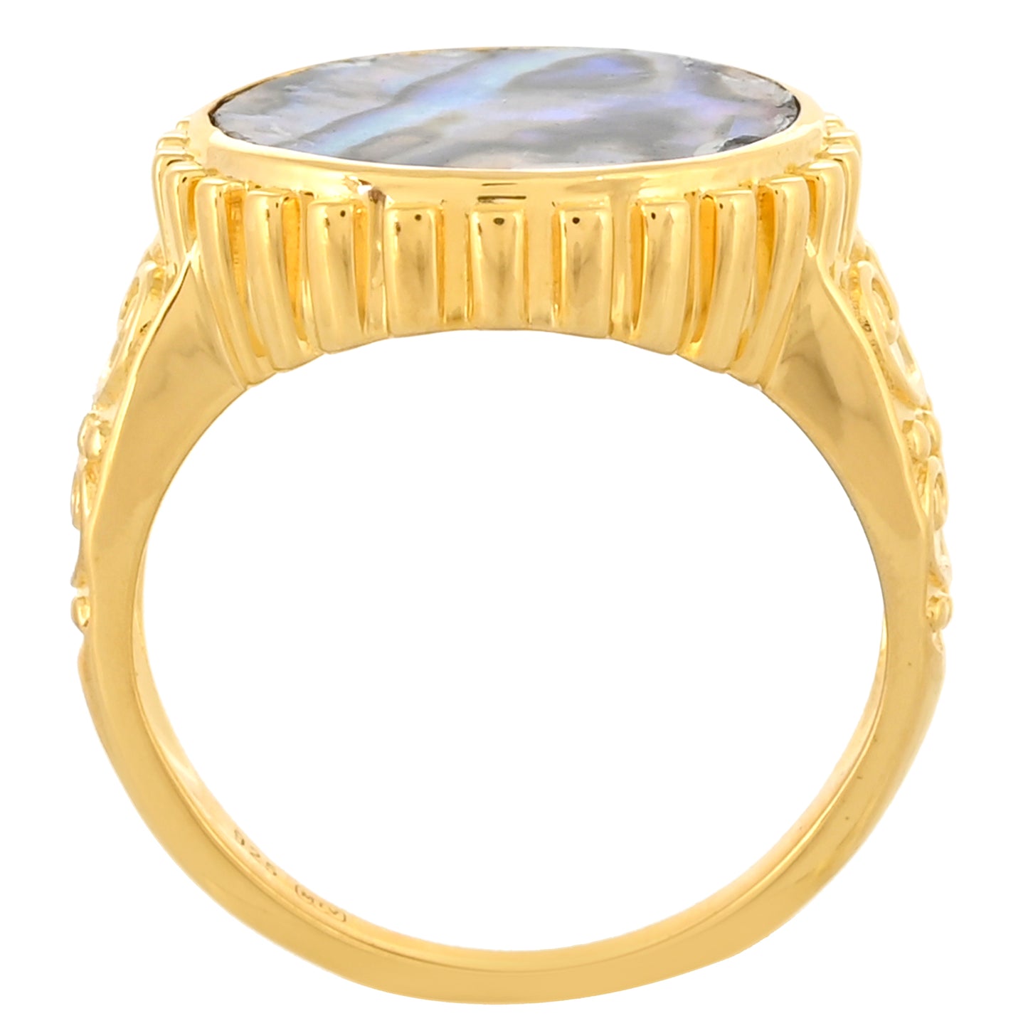 Goldplattierter Silberring mit Abalone Muschel