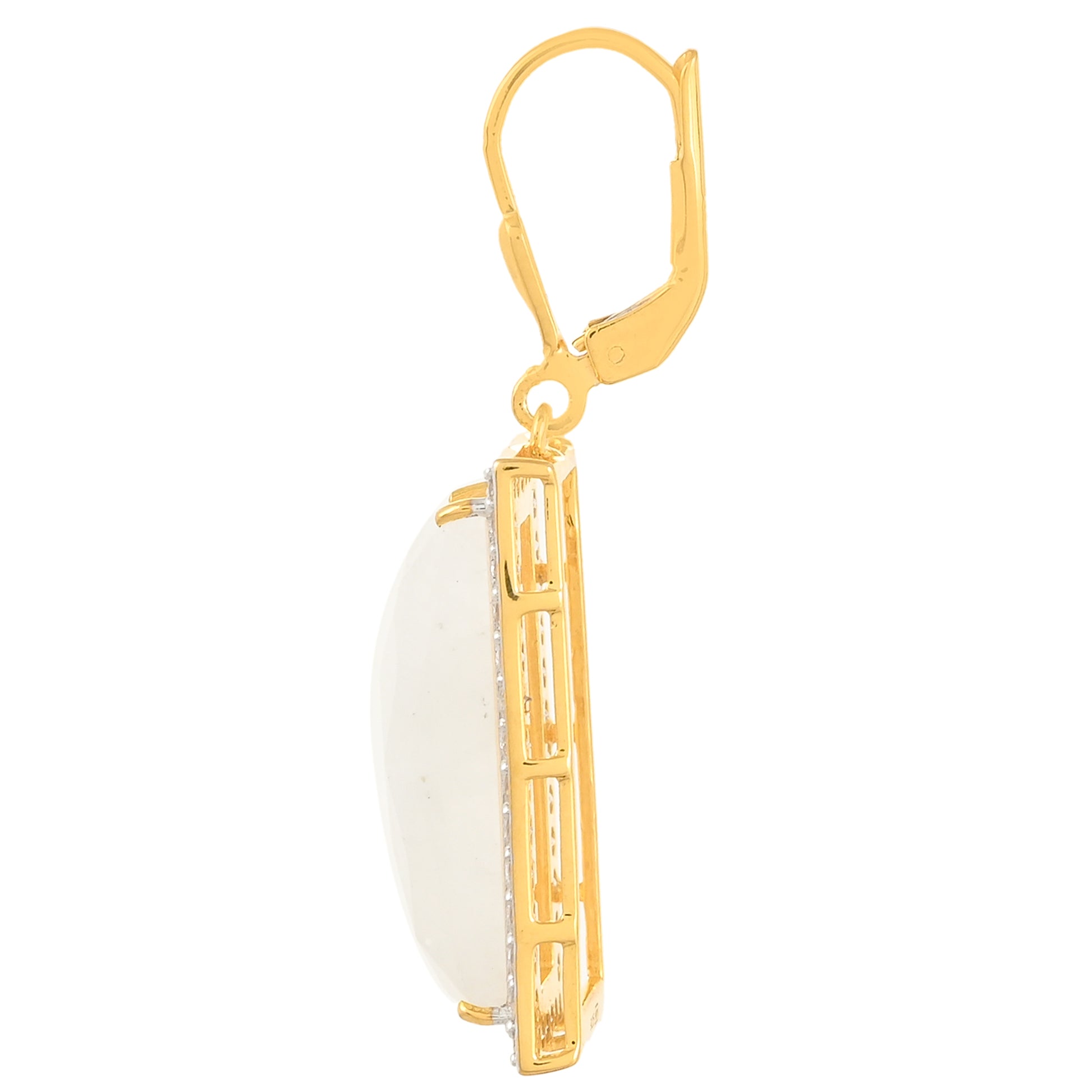 Goldplattierte Silberohrringe mit Regenbogenmondstein und weißem Topas 2