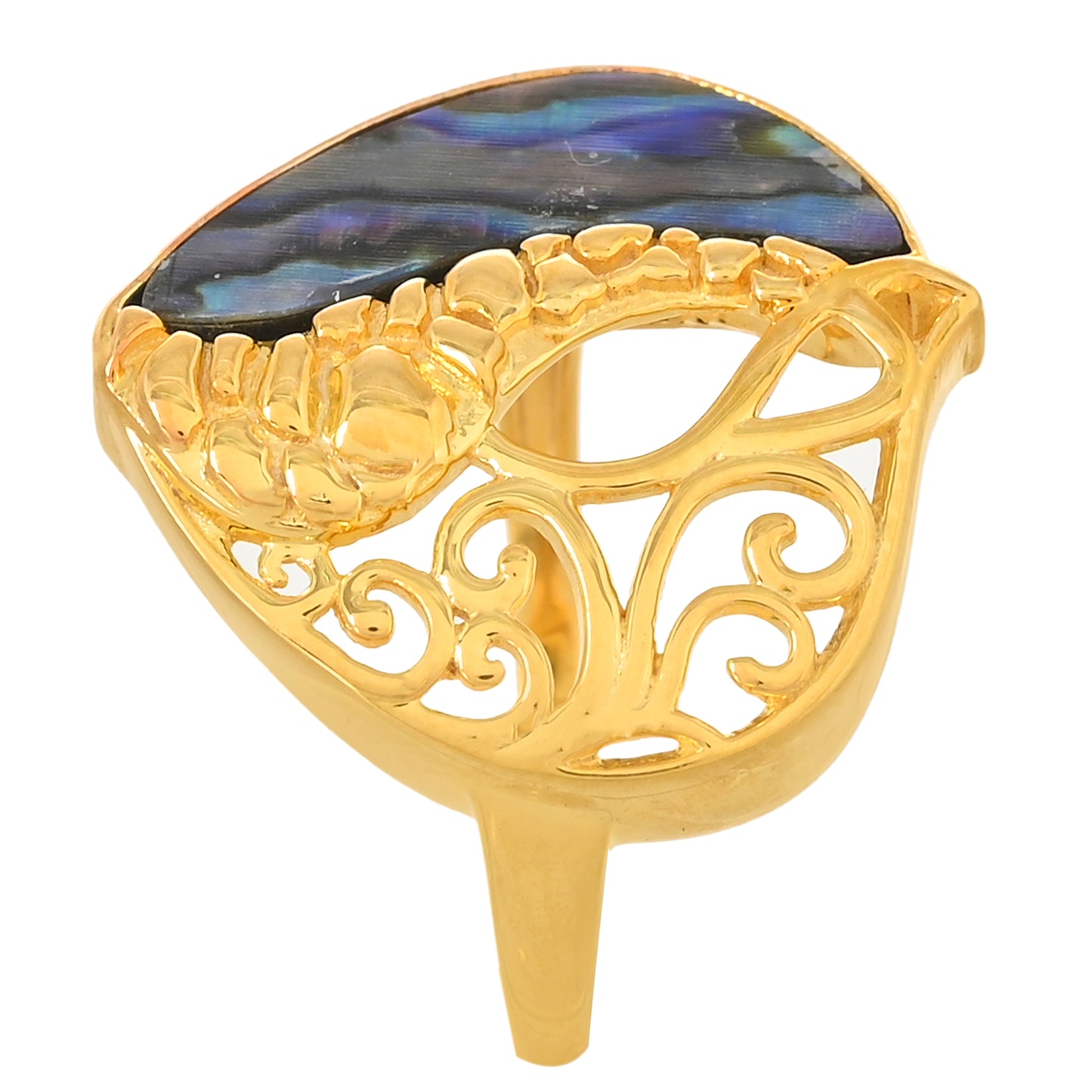 Goldplattierter Silberring mit Abalone Muschel