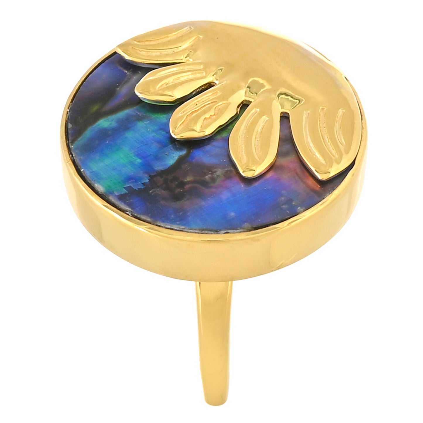 Goldplattierter Silberring mit Abalone Muschel
