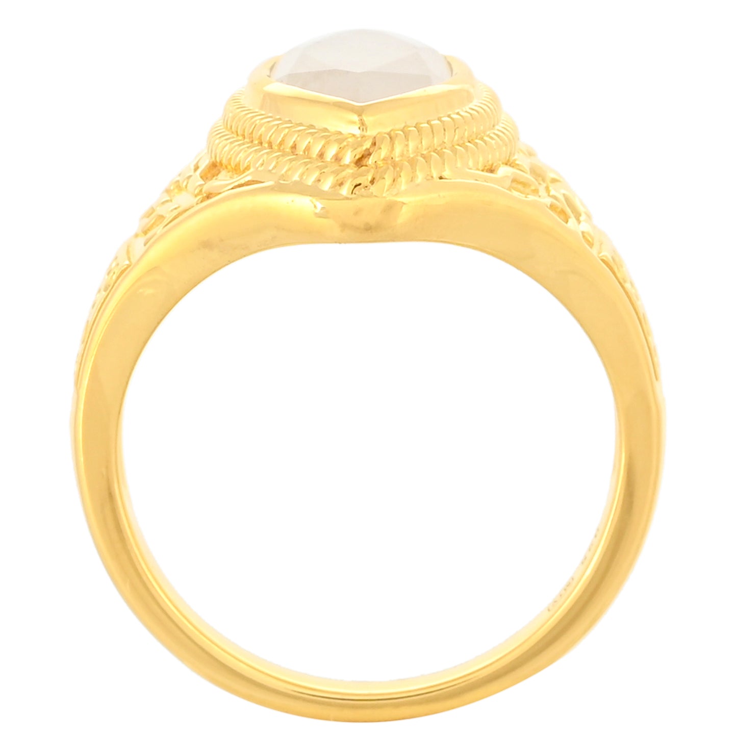 Goldplattierter Silberring mit Regenbogenmondstein