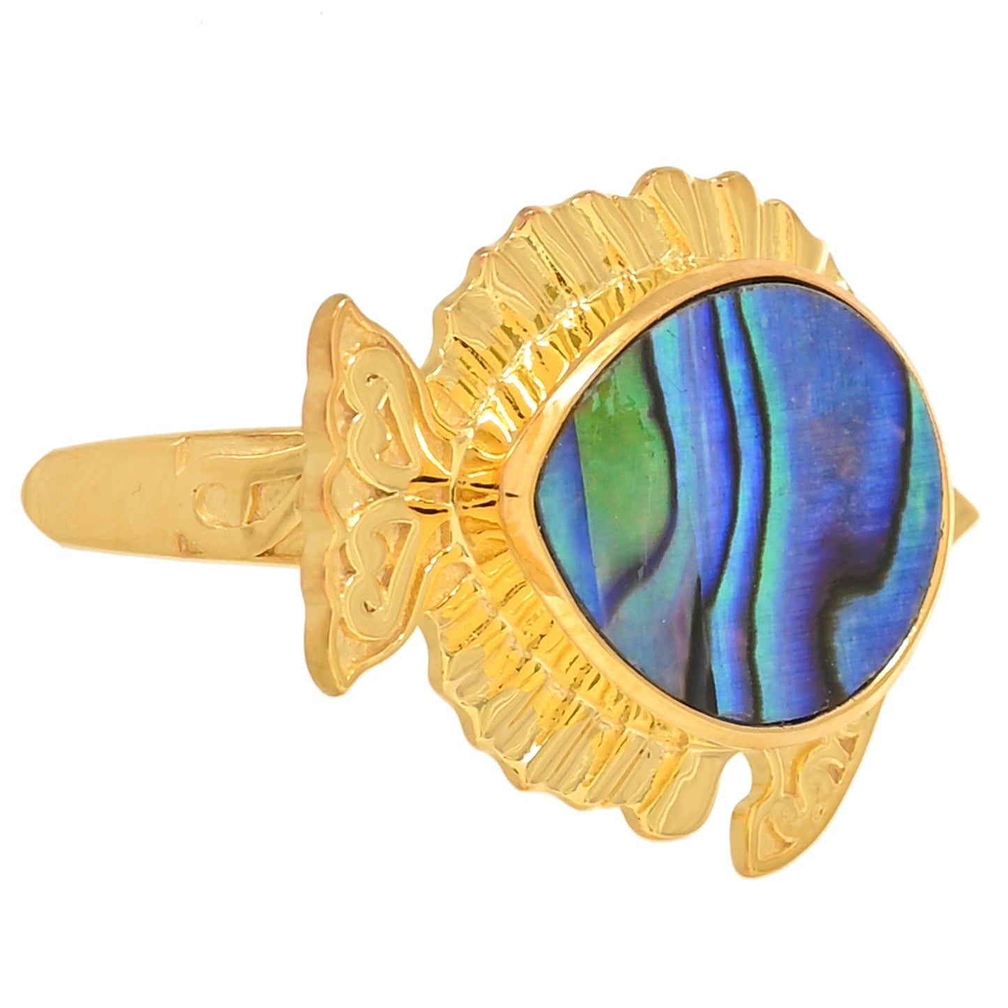 Goldplattierter Silberring mit Abalone Muschel