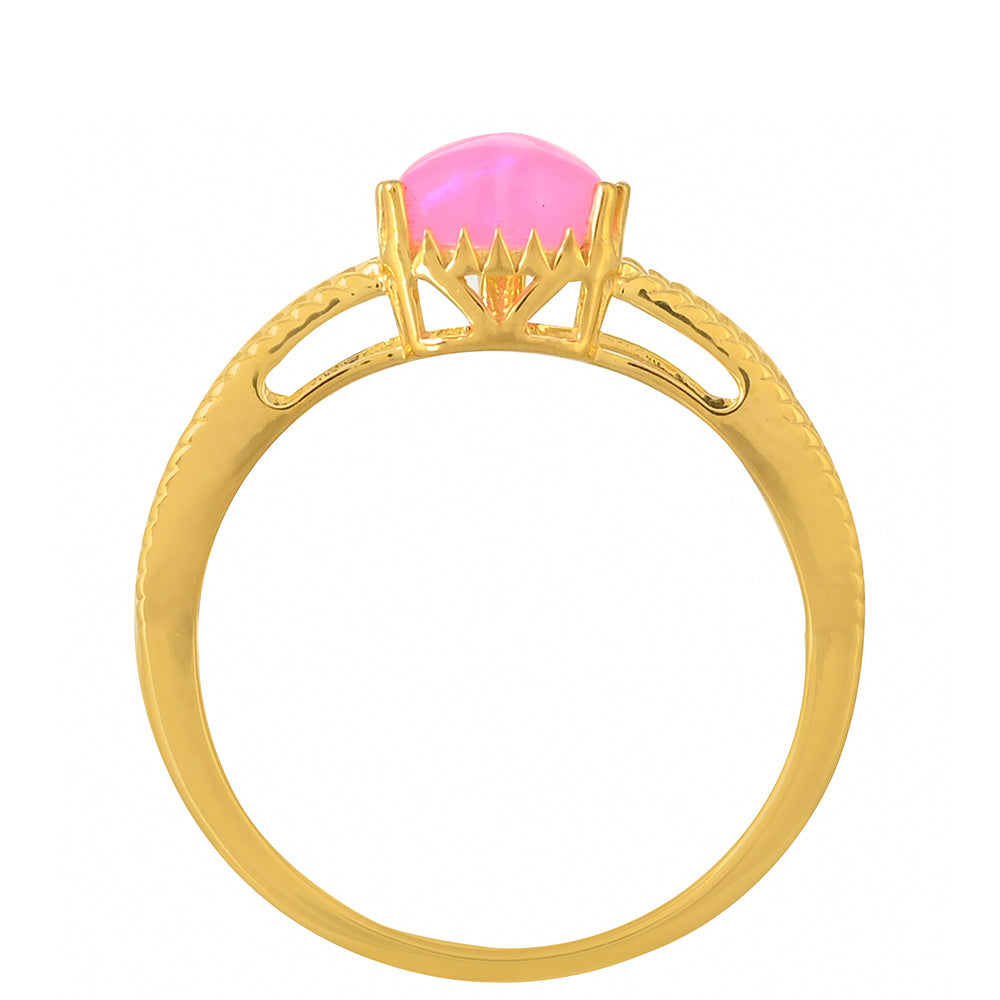Goldplattierter Silberring mit äthiopischem neon pink Opal 4