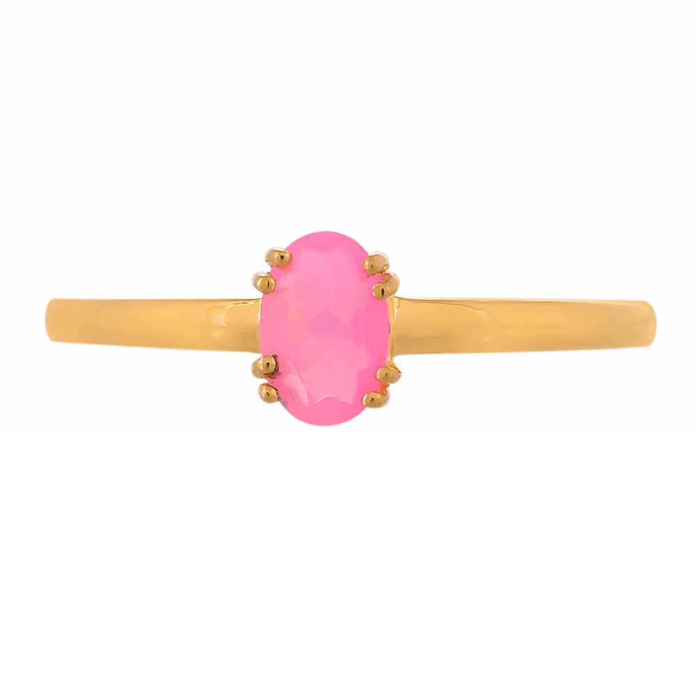 Goldplattierter Silberring mit äthiopischem neon pink Opal 1