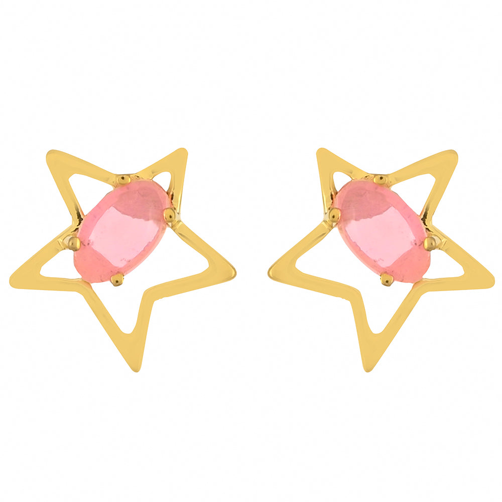 Goldplattierte Silberohrringe mit äthiopischem neon pink Opal 1
