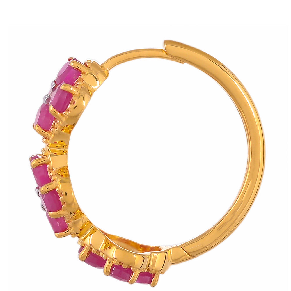 Goldplattierte Silberohrringe mit Rubin aus Madagaskar und weißem Topas 2