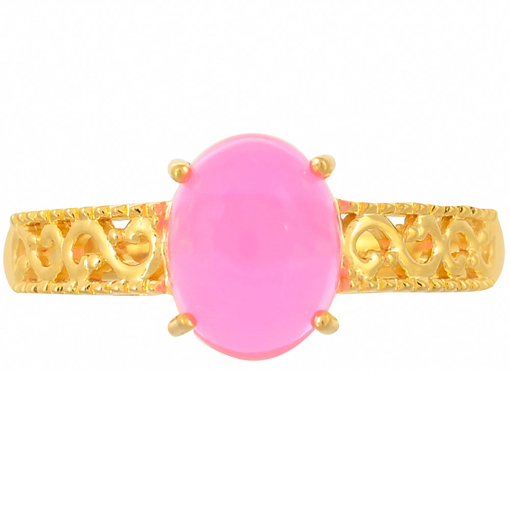 Goldplattierter Silberring mit äthiopischem neon pink Opal 1